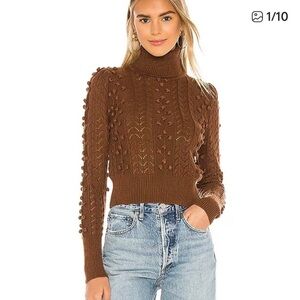 TULAROSA Achilles Pointelle Knit Sweater Chocolate Brown XS